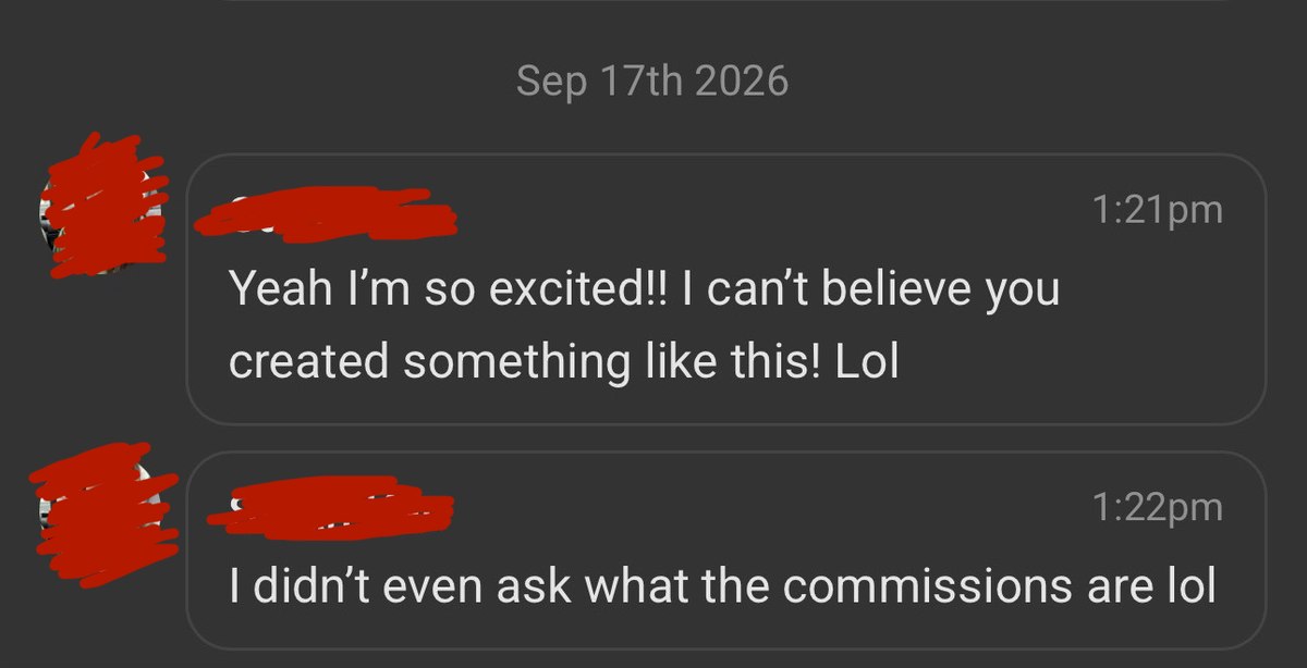 A founding member's messages: I can't believe you created something like this, and I didn't even ask what the commissions are