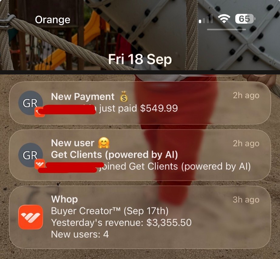Payment and new member notifications on the phone